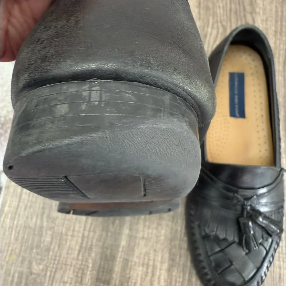 Giorgio Brutini Black Woven Tassel  Leather Loafers